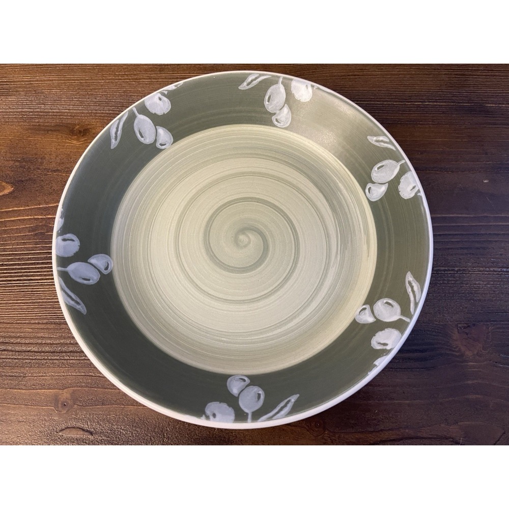Villa Romana Hand Painted Green Olive 9 1/2" Pasta Bowls-Made In Italy-Set of 8 - Picture 2 of 7